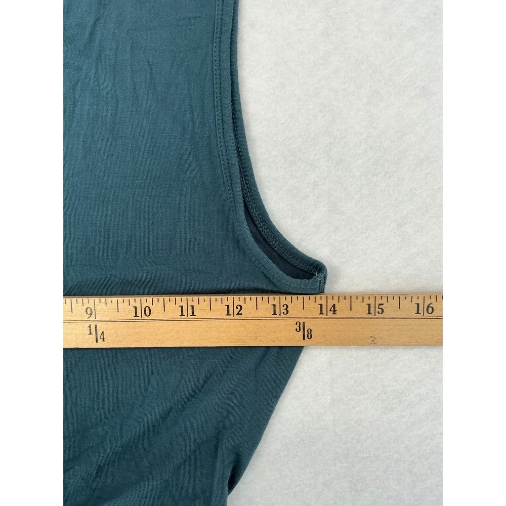 Alo Yoga Tank Top Women XS Teal Blue Front Twist Cropped Sleeveless Activewear